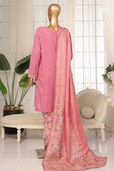 Eid Ki Khushiyan by Bin Saeed Stitched 3 Piece Luxury Self & Stripe Suit-SM-1866