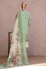 Ronaq E Eid By Bin Saeed Stitched 3 Piece Exc Emb Lawn Suit-SM-1881-Mint