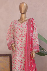 Ronaq E Eid By Bin Saeed Stitched 3 Piece Exc Emb Lawn Suit-SM-1883-Pink