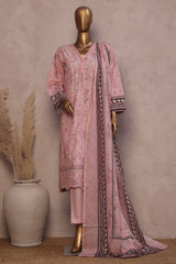Ronaq E Eid By Bin Saeed Stitched 3 Piece Exc Emb Lawn Suit-SM-1885-Pink