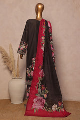 Ronaq E Eid By Bin Saeed Stitched 3 Piece Exc Emb Lawn Suit-SM-1886-Black