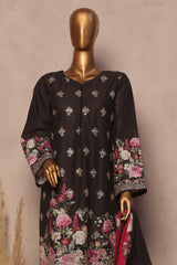 Ronaq E Eid By Bin Saeed Stitched 3 Piece Exc Emb Lawn Suit-SM-1886-Black