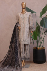 Ronaq E Eid By Bin Saeed Stitched 3 Piece Exc Emb Lawn Suit-SM-1887-Skin