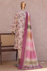 Ronaq E Eid By Bin Saeed Stitched 3 Piece Exc Emb Lawn Suit-SM-1890-Skin