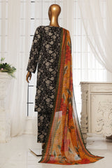 Bin Saeed Stitched 3 Piece Exclusive Printed Lawn Vol-04 Suit-SM-1911-Black