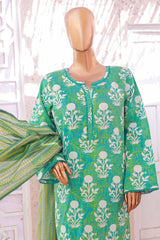 Bin Saeed Stitched 3 Piece Exclusive Printed Lawn Vol-05 Suit-SM-1918-Green