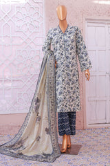 Bin Saeed Stitched 3 Piece Exclusive Printed Lawn Vol-05 Suit-SM-1921-White