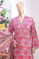Bin Saeed Stitched 3 Piece Exclusive Printed Lawn Vol-06 Suit-SM-1922-Pink