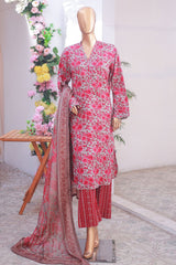 Bin Saeed Stitched 3 Piece Exclusive Printed Lawn Vol-06 Suit-SM-1922-Pink