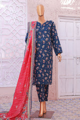 Bin Saeed Stitched 3 Piece Exclusive Printed Lawn Vol-05 Suit-SM-1928-Blue