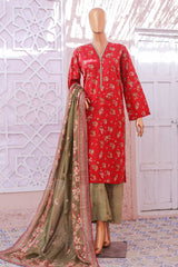 Bin Saeed Stitched 3 Piece Exclusive Printed Lawn Vol-05 Suit-SM-1930-Maroon
