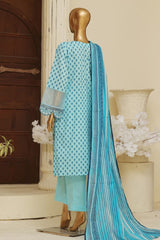 Bin Saeed Stitched 3 Piece Exclusive Emb Lawn Vol-05 Collection-SM-1936-Ferozi