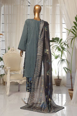 Bin Saeed Stitched 3 Piece Luxury Self and Stripe Vol-02 Collection'2025-SM-1960-Blue