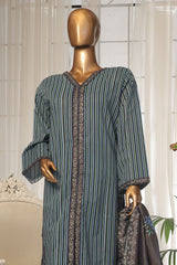 Bin Saeed Stitched 3 Piece Luxury Self and Stripe Vol-02 Collection'2025-SM-1960-Blue