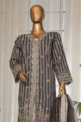 Bin Saeed Stitched 3 Piece Luxury Self and Stripe Vol-02 Collection'2025-SM-1961-Black