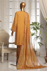 Bin Saeed Stitched 3 Piece Luxury Self and Stripe Vol-02 Suit-SM-1963-Mustard