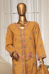 Bin Saeed Stitched 3 Piece Luxury Self and Stripe Vol-02 Suit-SM-1963-Mustard