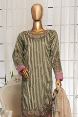 Bin Saeed Stitched 3 Piece Luxury Self and Stripe Vol-02 Collection'2025-SM-1965-Green