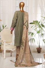 Bin Saeed Stitched 3 Piece Luxury Self and Stripe Vol-02 Collection'2025-SM-1965-Green