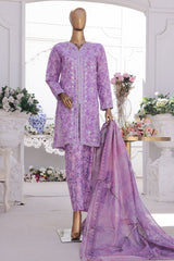 Bin Saeed Stitched 3 Piece Luxury Self and Stripe Vol-02 Suit-SM-1966-Purple