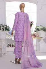 Bin Saeed Stitched 3 Piece Luxury Self and Stripe Vol-02 Suit-SM-1966-Purple