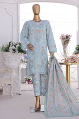 Bin Saeed Stitched 3 Piece Luxury Self and Stripe Vol-02 Suit-SM-1967-Sky Blue