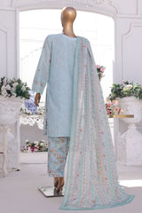 Bin Saeed Stitched 3 Piece Luxury Self and Stripe Vol-02 Suit-SM-1967-Sky Blue