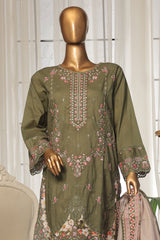 Bin Saeed Stitched 3 Piece Luxury Self and Stripe Vol-02 Collection'2025-SM-1969-Green