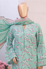 Bin Saeed Stitched 3 Piece Exclusive Printed Lawn Vol-06 Suit-SM-1978-Mint
