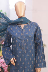 Bin Saeed Stitched 3 Piece Exclusive Printed Lawn Vol-06 Suit-SM-1980-Blue