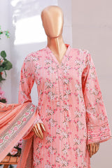 Bin Saeed Stitched 3 Piece Exclusive Printed Lawn Vol-06 Suit-SM-1982-Peach