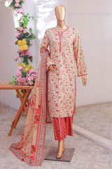 Bin Saeed Stitched 3 Piece Exclusive Printed Lawn Vol-06 Suit-SM-1983-Cream