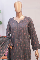 Bin Saeed Stitched 3 Piece Exclusive Printed Lawn Vol-06 Suit-SM-1984-Grey