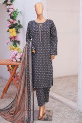 Bin Saeed Stitched 3 Piece Exclusive Printed Lawn Vol-06 Suit-SM-1987-Black