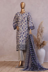 Bin Saeed Stitched 3 Piece Luxury Emb with Emb Dupatta Suit-SM-1996-Grey
