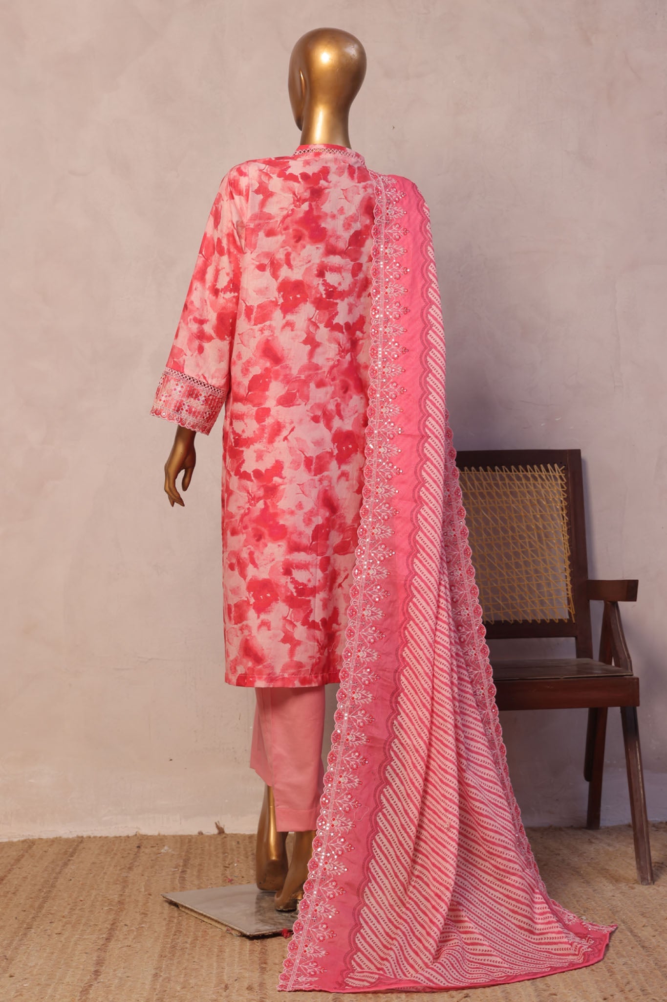 Bin Saeed Stitched 3 Piece Luxury Emb with Emb Dupatta Collection'2025-SM-1999-Pink