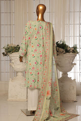 Bin Saeed Stitched 3 Piece Exc White and White Chikankari Suit-SM-2002-Pista