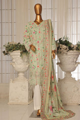 Bin Saeed Stitched 3 Piece Exc White and White Chikankari Suit-SM-2002-Pista