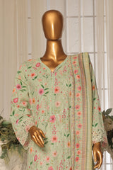 Bin Saeed Stitched 3 Piece Exc White and White Chikankari Suit-SM-2002-Pista