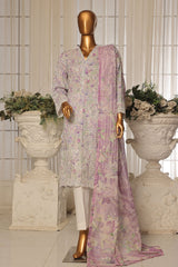 Bin Saeed Stitched 3 Piece Exc White and White Chikankari Suit-SM-2003-Lilac