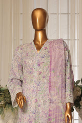 Bin Saeed Stitched 3 Piece Exc White and White Chikankari Suit-SM-2003-Lilac