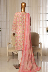 Bin Saeed Stitched 3 Piece Exc White and White Chikankari Suit-SM-2005-Pink