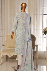 Bin Saeed Stitched 3 Piece Exc White and White Chikankari Suit-SM-2010-Sky