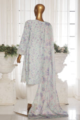 Bin Saeed Stitched 3 Piece Exc White and White Chikankari Suit-SM-2011-Sky