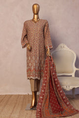 Bin Saeed Stitched 3 Piece Luxury Emb with Emb Dupatta Suit-SM-2014-Red