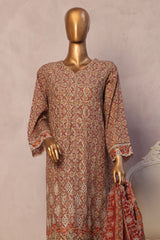 Bin Saeed Stitched 3 Piece Luxury Emb with Emb Dupatta Suit-SM-2014-Red