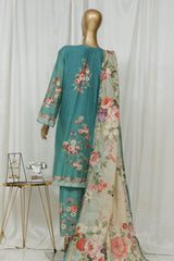 Bin Saeed Stitched 3 Piece Luxury Front Open Cutwork Suit-SM-2079-Teal