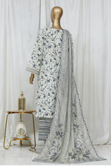 Bin Saeed Stitched 3 Piece Luxury Front Open Cutwork Suit-SM-2080-Off White