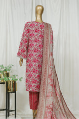Bin Saeed Stitched 3 Piece Luxury Front Open Cutwork Suit-SM-2082-Dark Pink