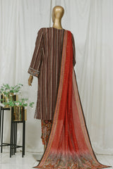 Bin Saeed Stitched 3 Piece Luxury Front Open Cutwork Collection'2025-SM-2084-Brown